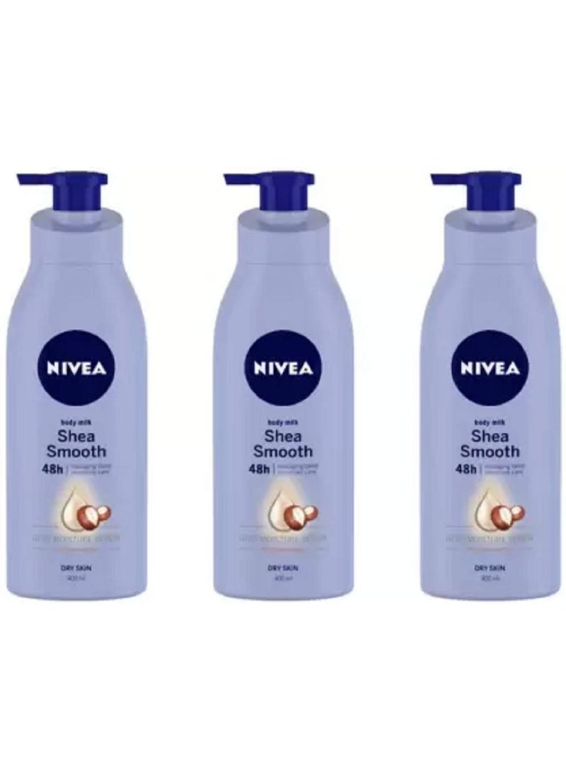 Nivea Smooth Milk Body Lotion 400 ml (Pack of 3) (1200 ml) - Image 1